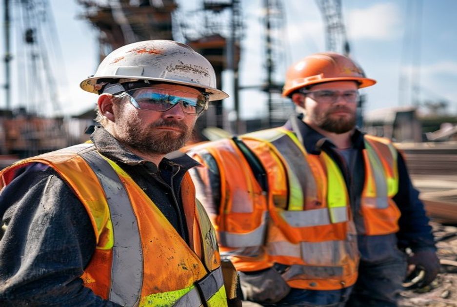 Sloopmedewerkers met helm op de werkplaats